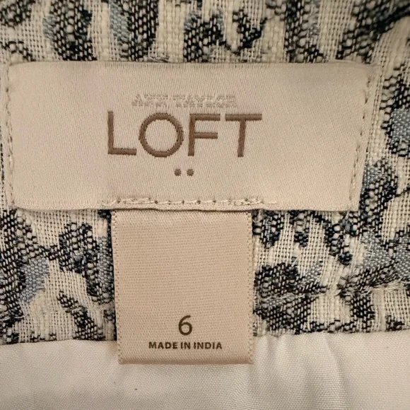 LOFT Black and White Jacquard Lined Mini Skirt - Picture 6 of 7